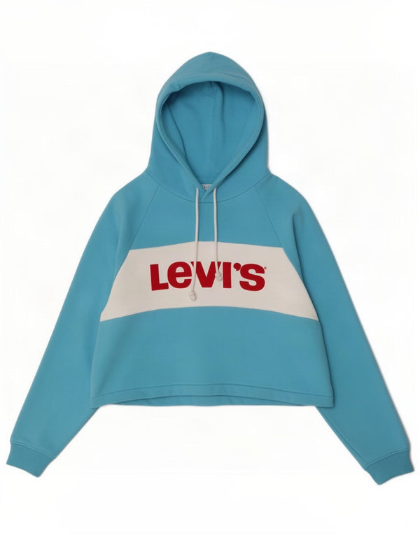 Damski sweter z kapturem Levi's Crop Graphic UK 16, duży niebieski blok kolorów