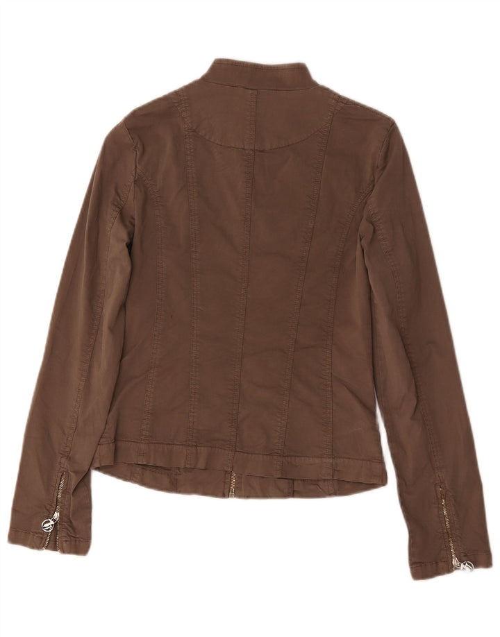 Trussardi Jeans Womens Bomber Jacket UK 8 Small Beige