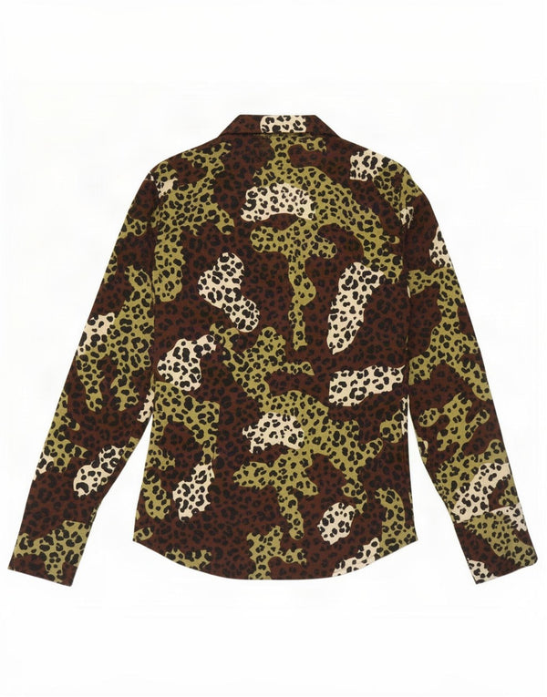 Pinko Womens Shirt Blouse UK 12 Medium Brown Animal Print Polyester