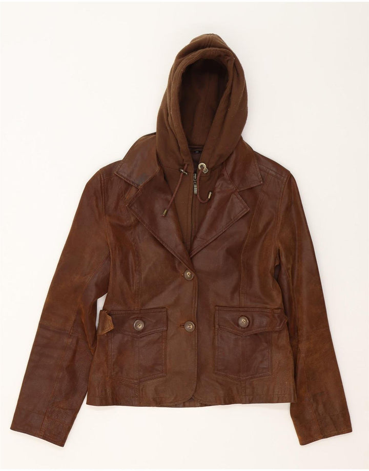 Rino & Pelle Damen Lederjacke mit Kapuze EU 38 Mittelbraun