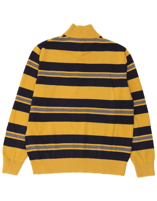 Tommy Hilfiger Uomo Maglione con zip Collo Maglione grande cotone a righe gialle