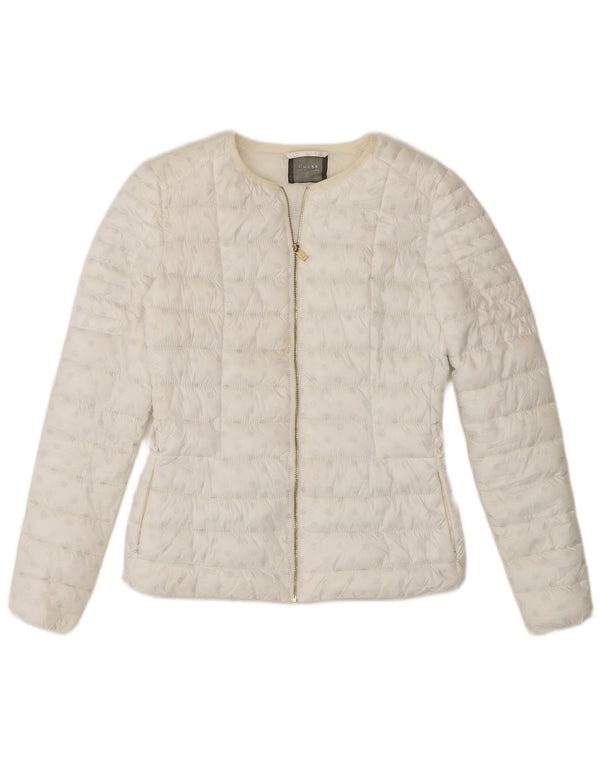 Guess polstret jakke til kvinder UK 6 XS Hvid plettet polyester