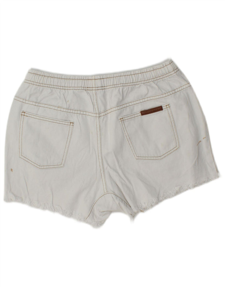 Pantaloncini di jeans invecchiati Billabong da donna W30 cotone bianco medio