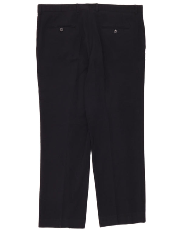 Zara Mens Straight Suit Trousers EU 48 XL W38 L28 Navy Blue Polyester