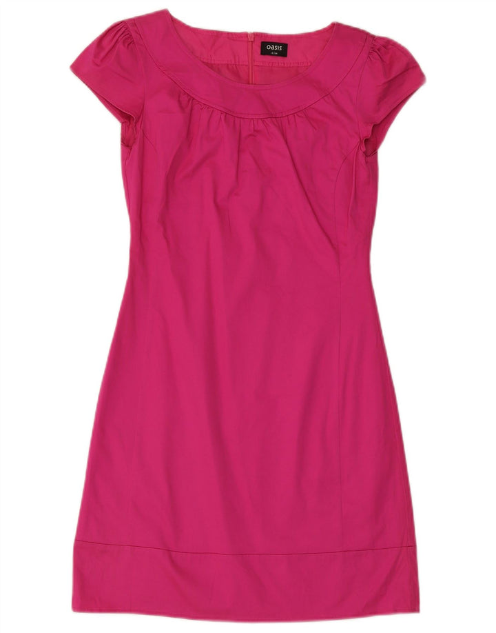 OASIS Womens Sheath Dress UK 8 Small Pink Cotton