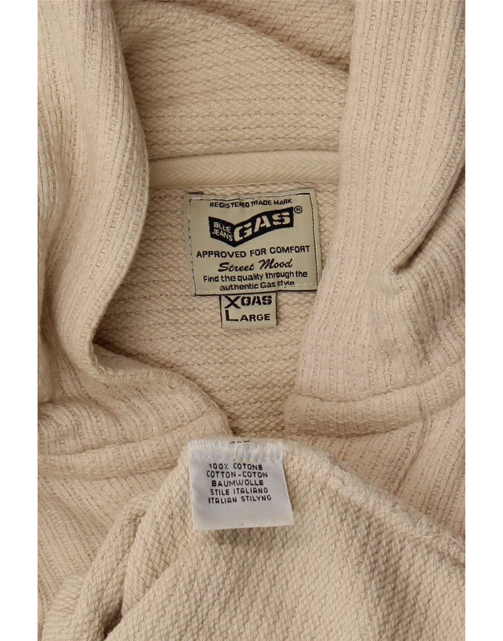 GAS Womens Hoodie Jumper UK 18 XL Beige Cotton Vintage Gas and Second-Hand Gas from Messina Hembry 