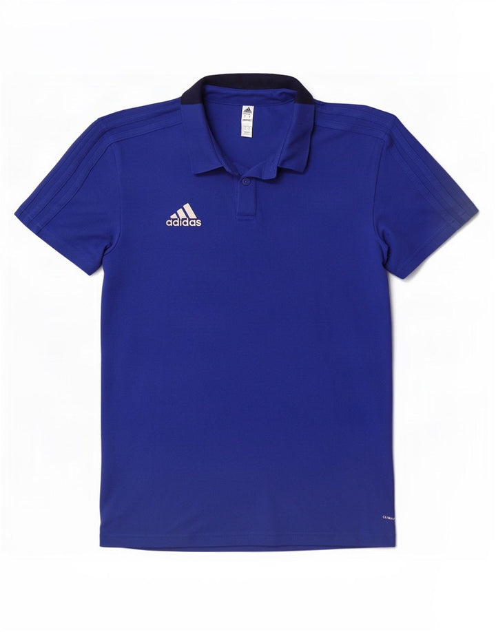 Adidas Mens Climalite Polo Shirt Medium Blue Colourblock Cotton
