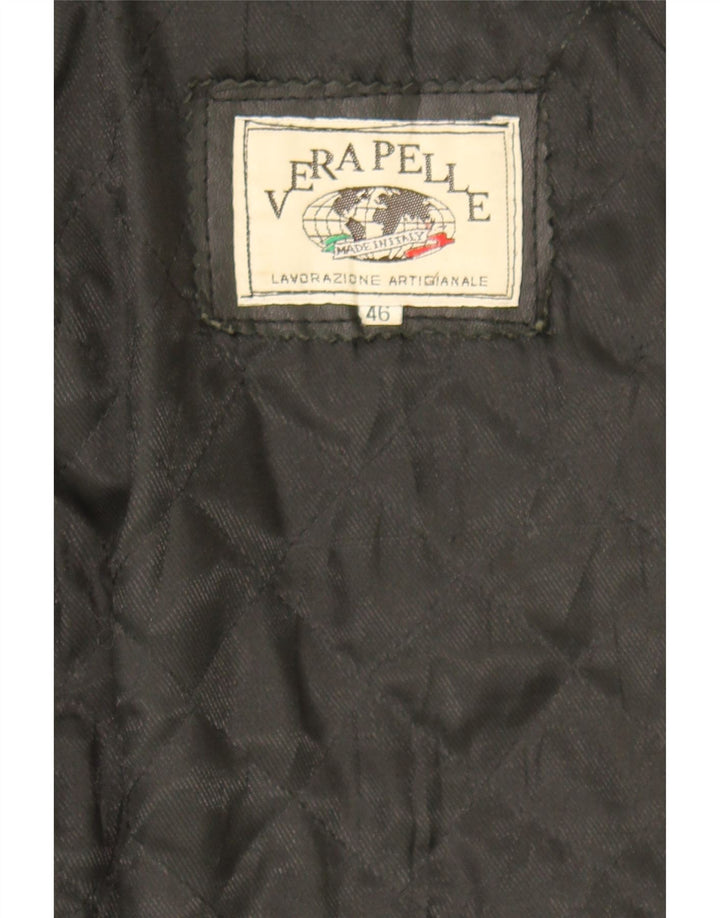 VINTAGE Womens Loose Fit Leather Coat IT 46 Large Black Leather Vintage Vintage and Second-Hand Vintage from Messina Hembry 