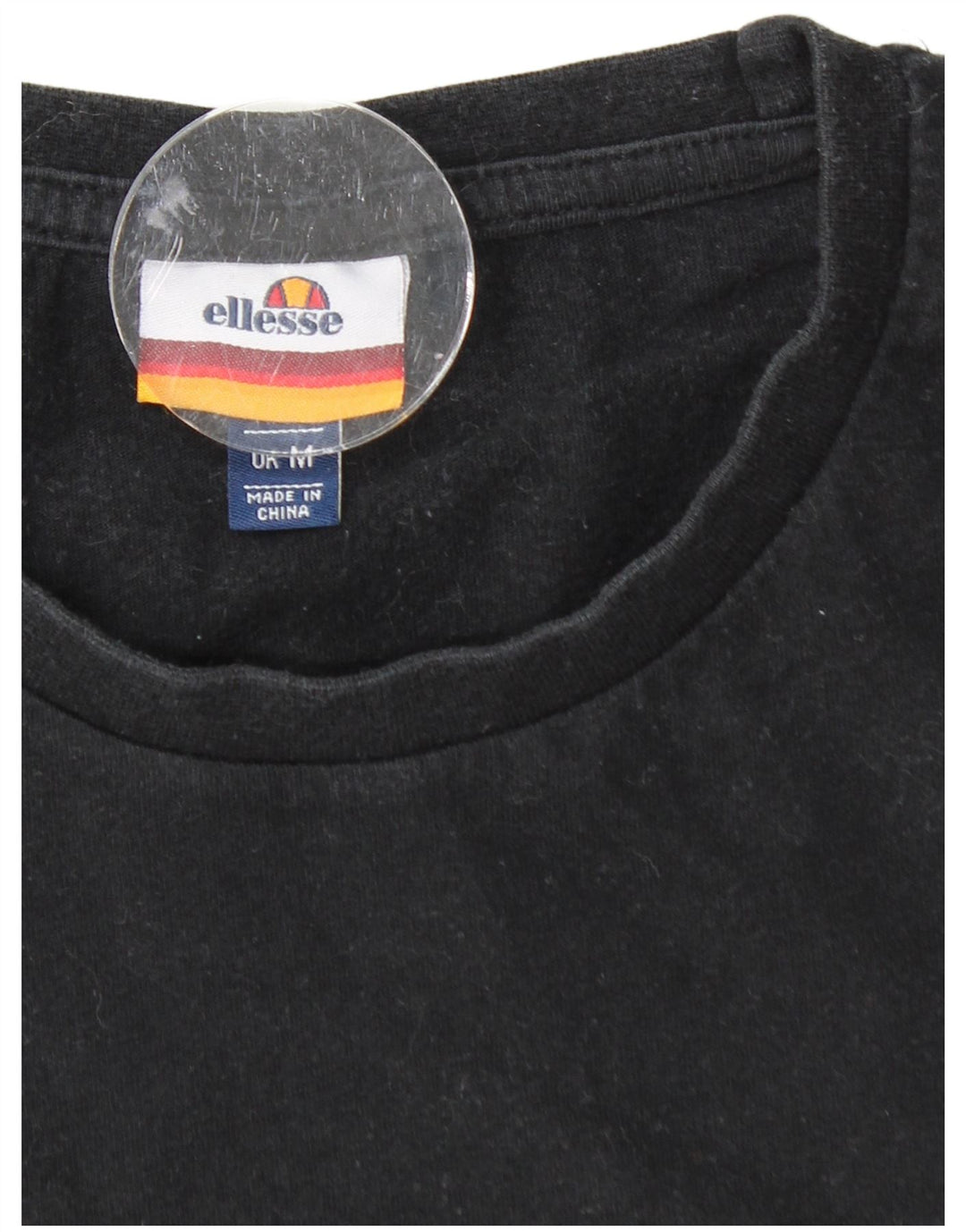 ELLESSE Mens Graphic T-Shirt Top Medium Black Cotton