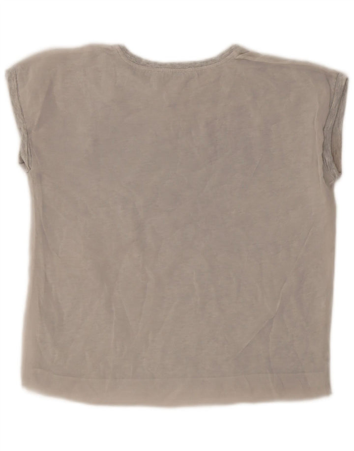 Zara Damen Grafik-T-Shirt Top UK 10 Small Grau Polyester
