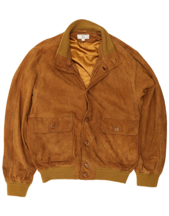 Jaqueta masculina vintage de camurça Reino Unido 40 grande couro marrom
