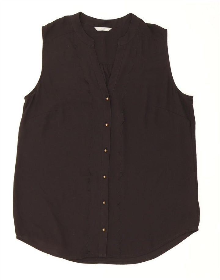 MARKS & SPENCER Womens Sleeveless Shirt Blouse UK 14 Large  Black