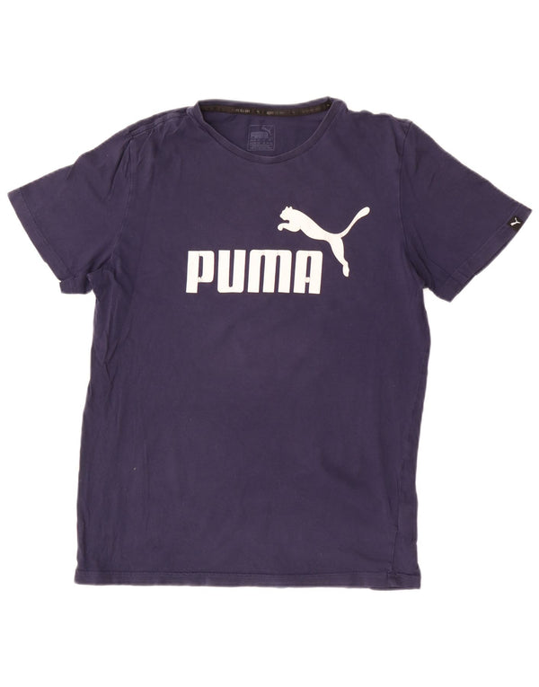 Puma Boys Graphic T-Shirt Top 15-16 Years Navy Blue Cotton