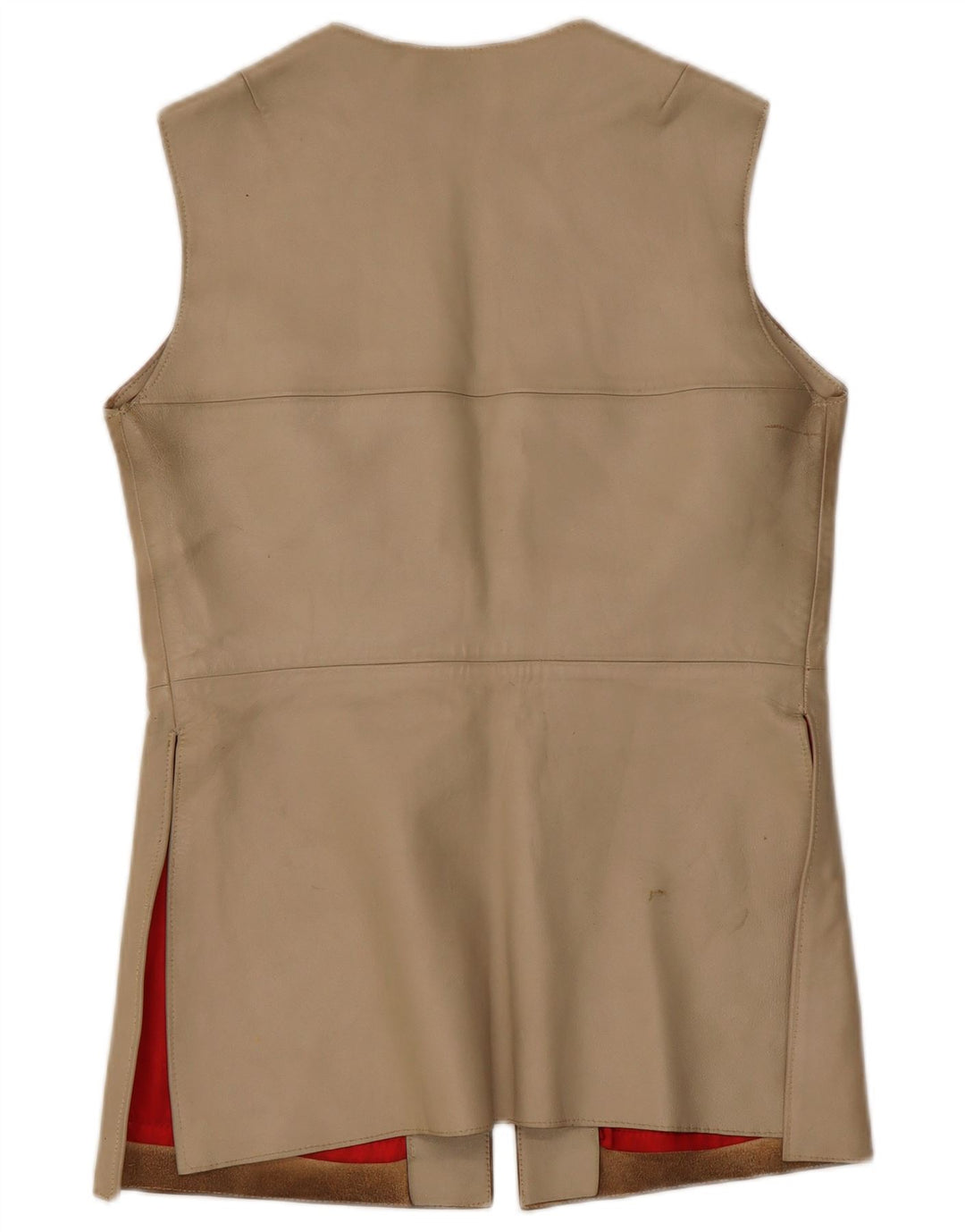 Vintage Dame Læder Gilet IT 38 XS Beige