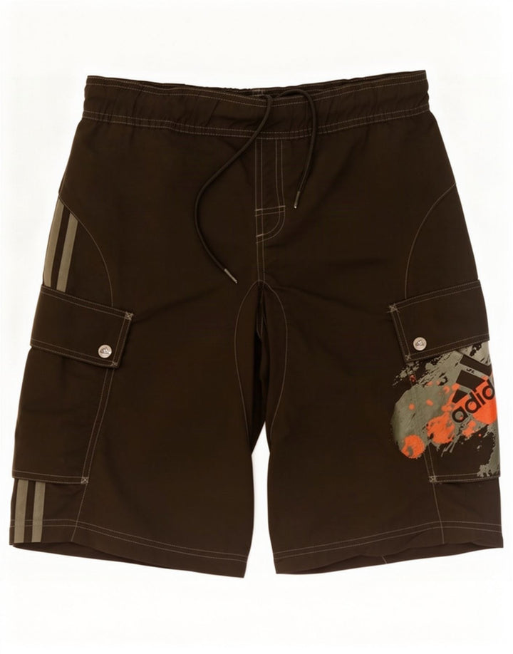 Pantaloncini da bagno con grafica Adidas da uomo Small Khaki in poliammide