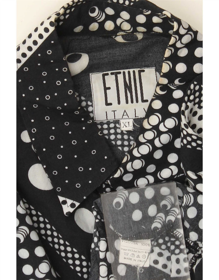 Vintage Mens Shirt XL Black Geometric Viscose