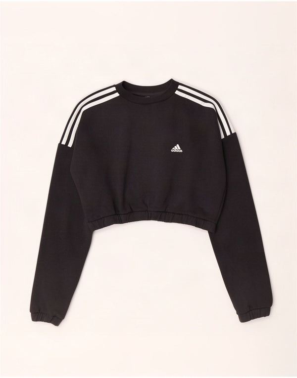 Adidas Womens Crop Oversized Sweatshirt Jumper UK 8/10 Small Black Bomuld