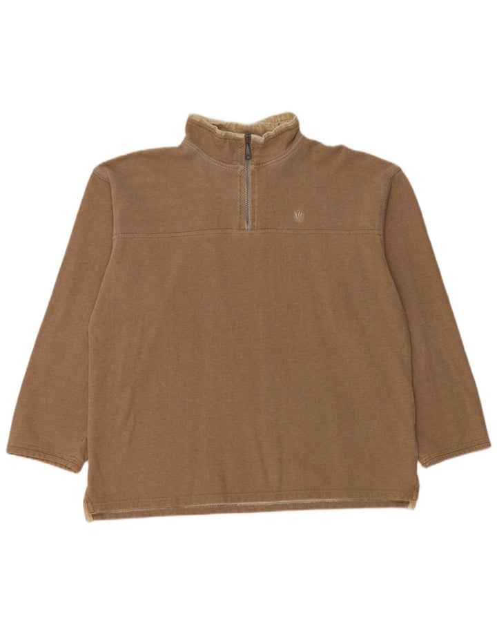 Fat Face Sweat-Shirt Col Zippé Homme Coton Beige Moyen