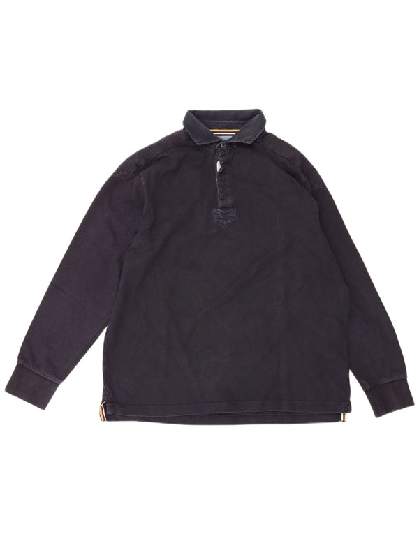 Howick Mens Long Sleeve Rugby Polo Shirt Large Navy Blue Cotton