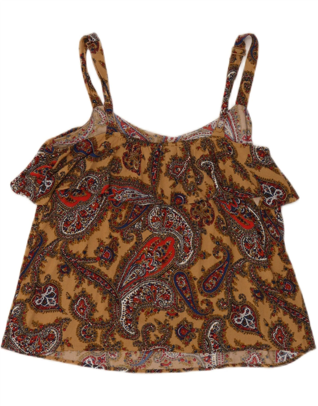Fat Face Womens Crop Cami Top UK 12 Medium Brown Paisley Viscose