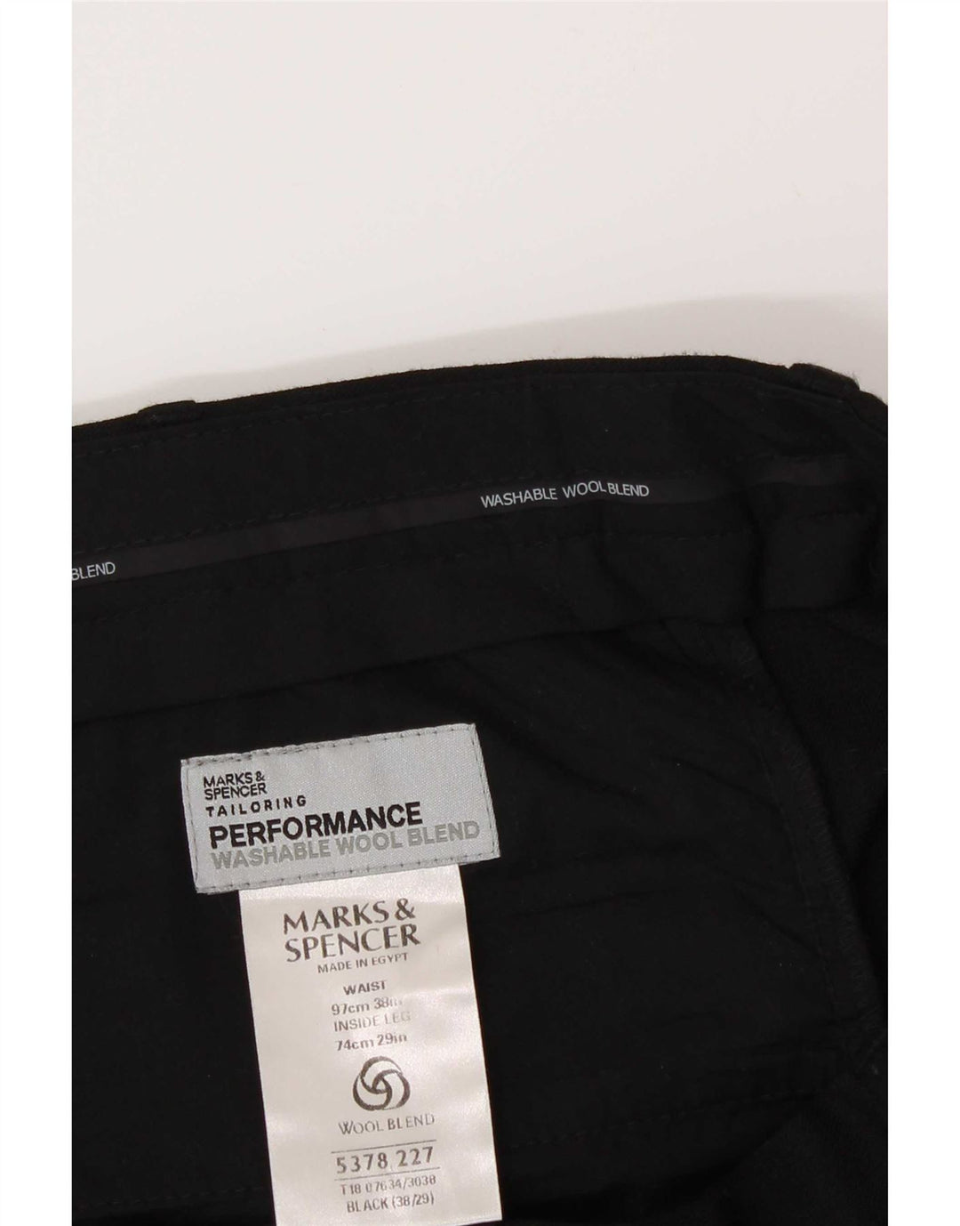 Marks & Spencer Mens Pegged Suit Trousers W38 L29 Black Polyester