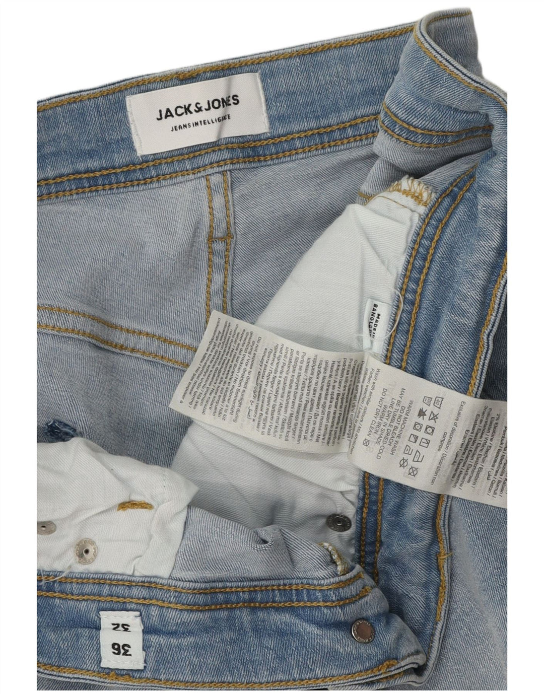 Jack & Jones Mens GLENN Slim Jeans W36 L32 Blue Cotton