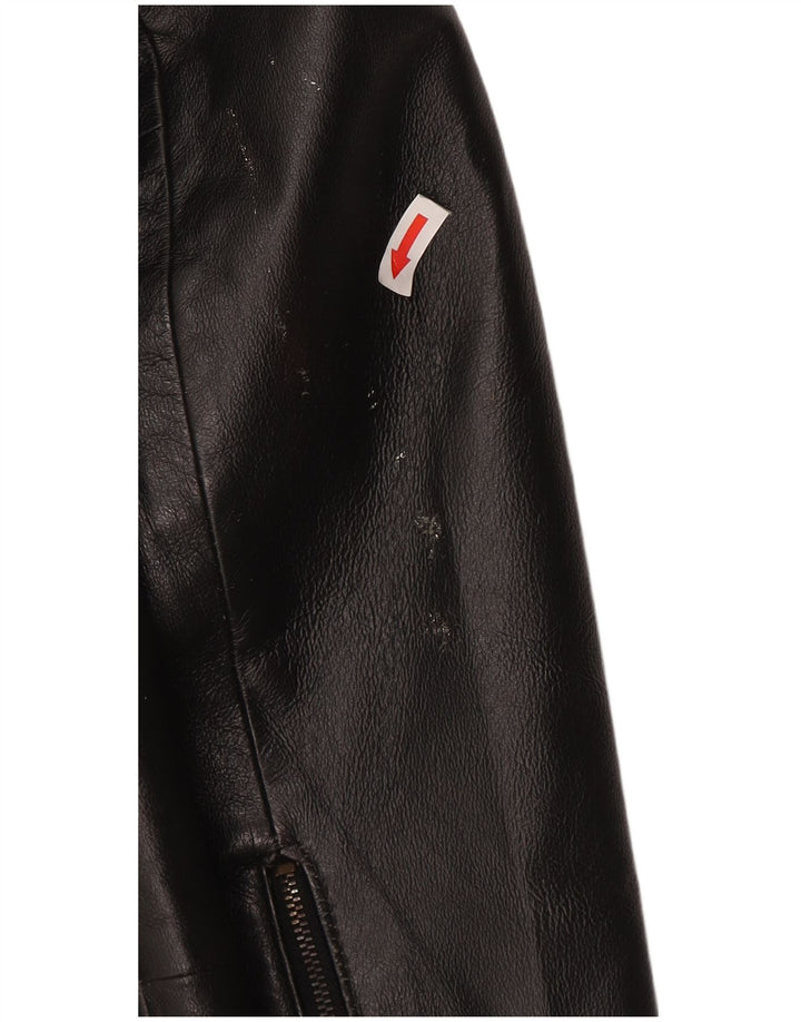 Privilegi Womens Leather Crop Bomber Jacket IT 44 Medium Black Leather