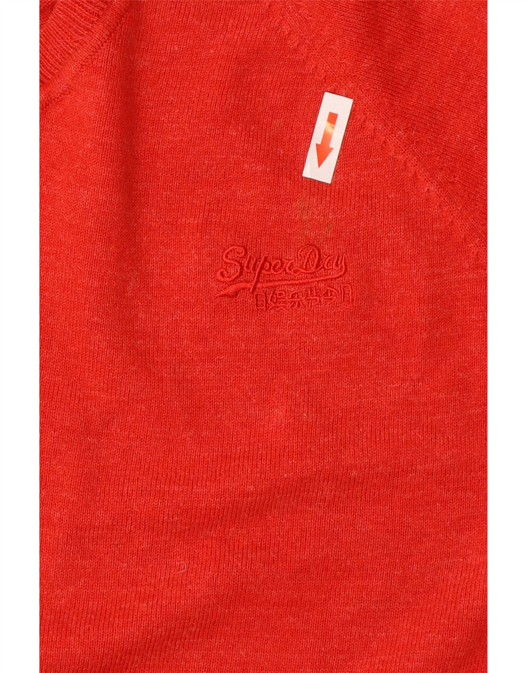 Superdry Mens V-Neck Jumper Sweater XL Red Cotton