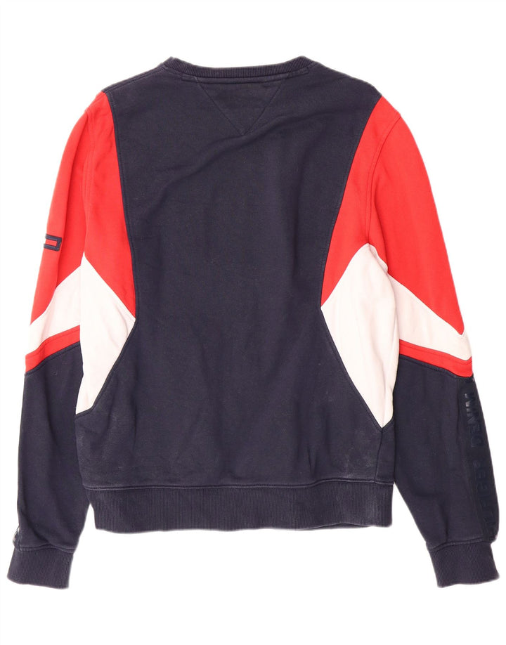 TOMMY HILFIGER Mens Graphic Sweatshirt Jumper Medium Navy Blue Colourblock