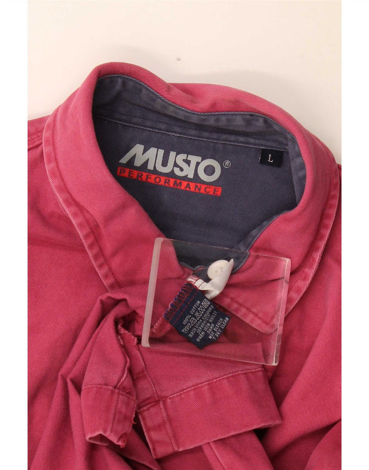 Musto Mens Pullover Shirt Large Red Striped Cotton