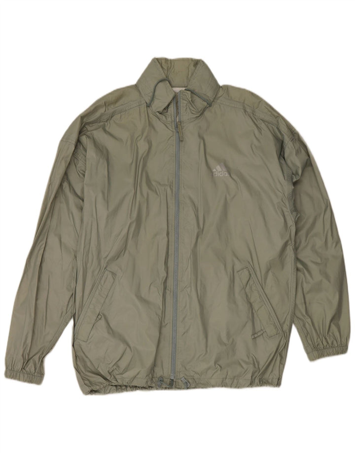 Adidas Mens Hooded Rain Jacket UK 42/44 Large Green Polyamide