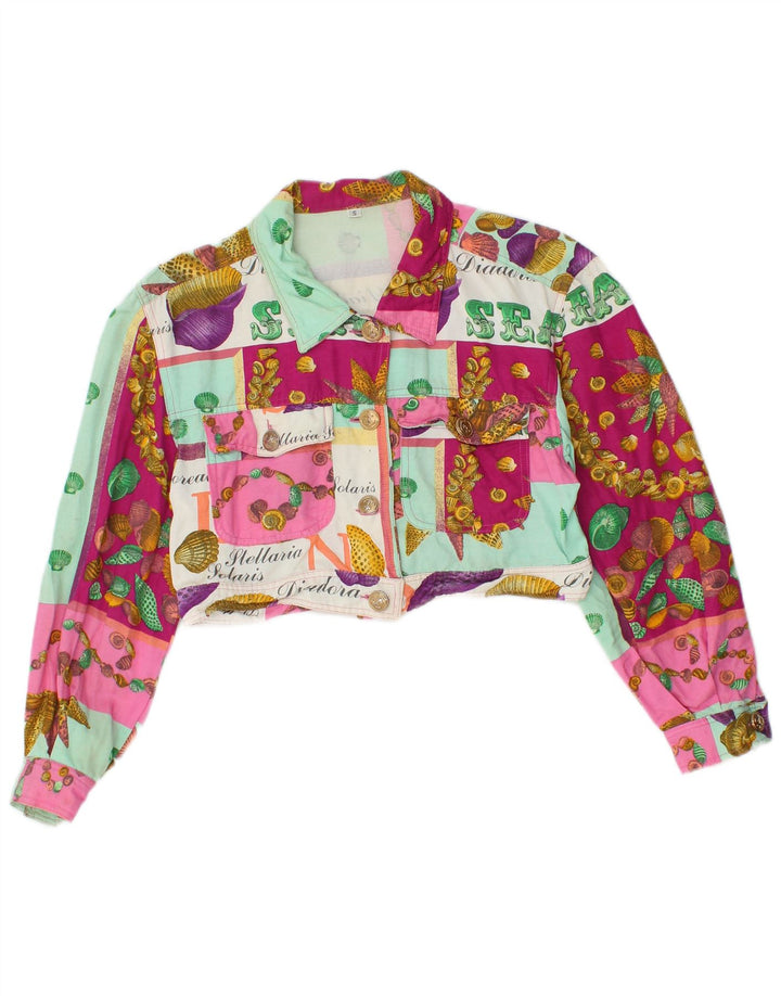 Vintage Womens Graphic Bolero Jacket UK 10 Small Multicoloured Viscose