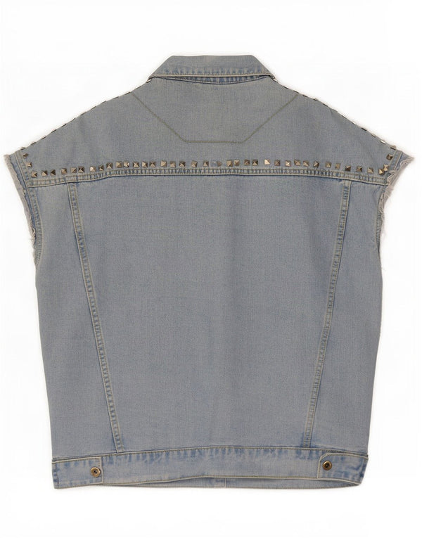 Vintage Womens Short Sleeve Denim Jacket UK 16 Large Blue