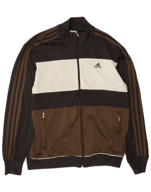 Adidas Mens Tracksuit Top Jacket Medium Brown Colourblock Polyester