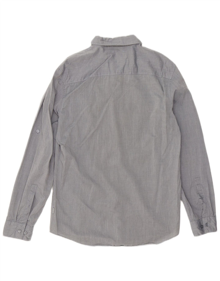 Calvin Klein Mens Slim Fit Shirt Medium Grey Pinstripe Cotton