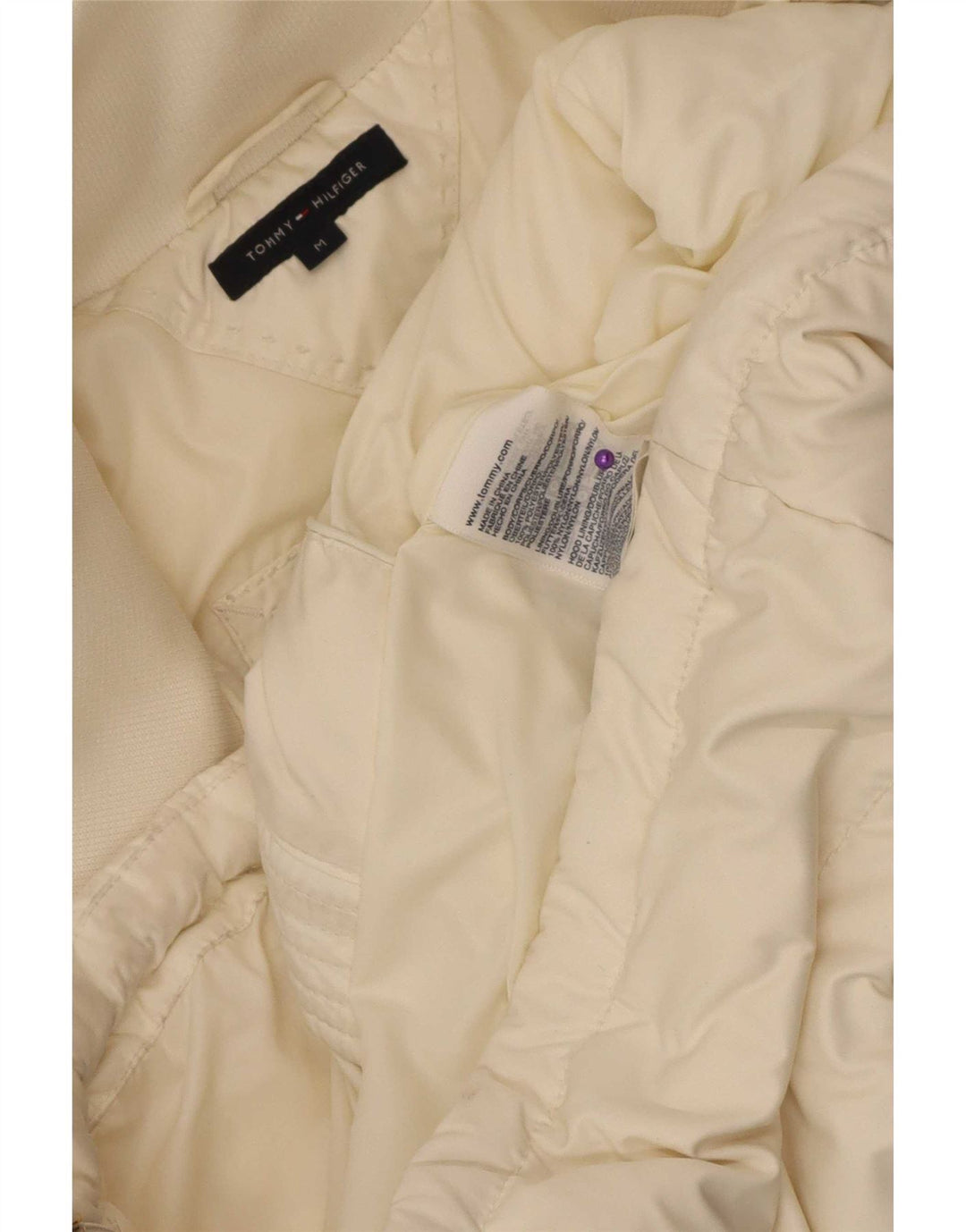 Tommy Hilfiger Chaqueta acolchada para mujer UK 14 Mediana Off White Poliéster