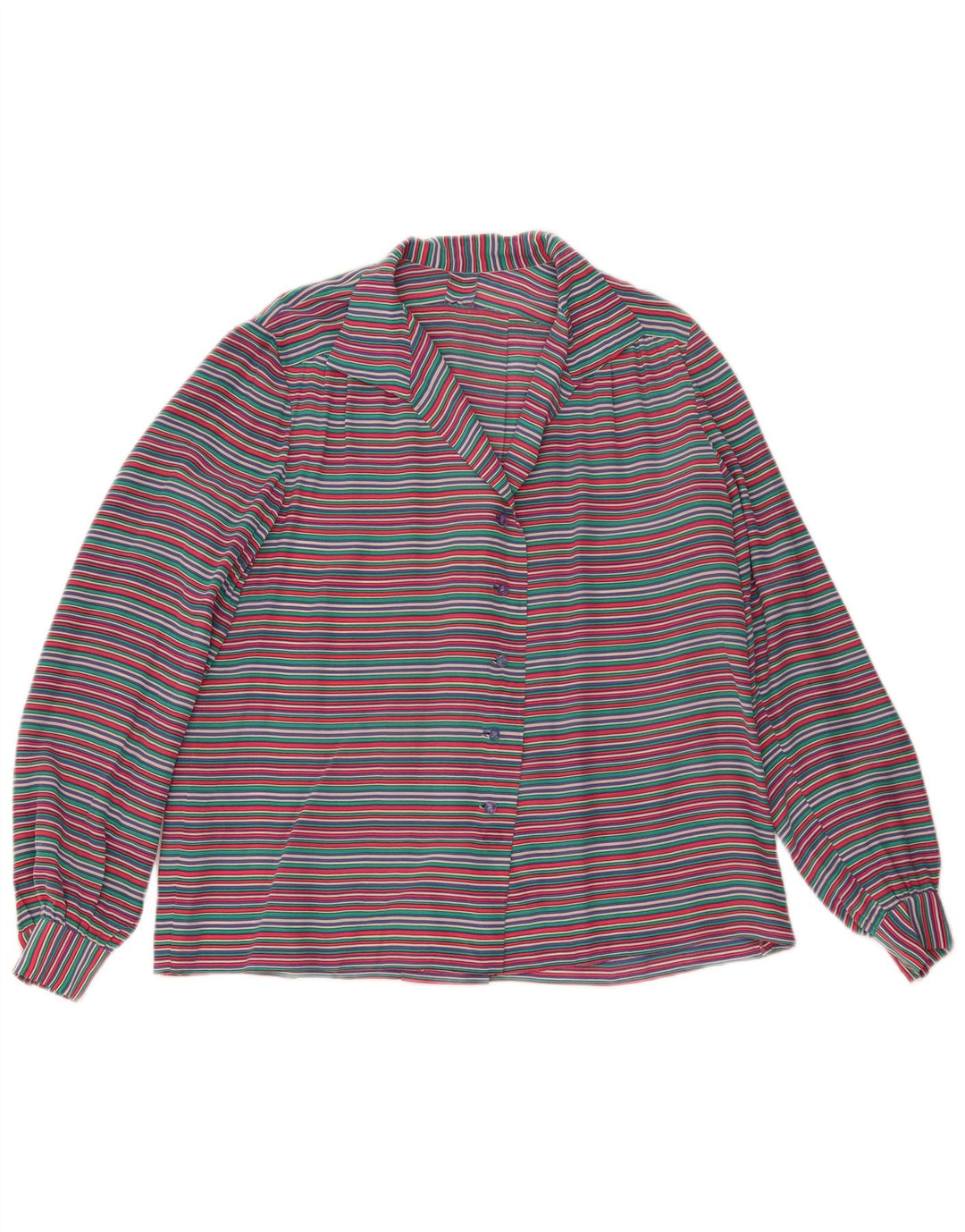 Vintage Womens Shirt Blouse UK 14 Large Multicoloured Striped