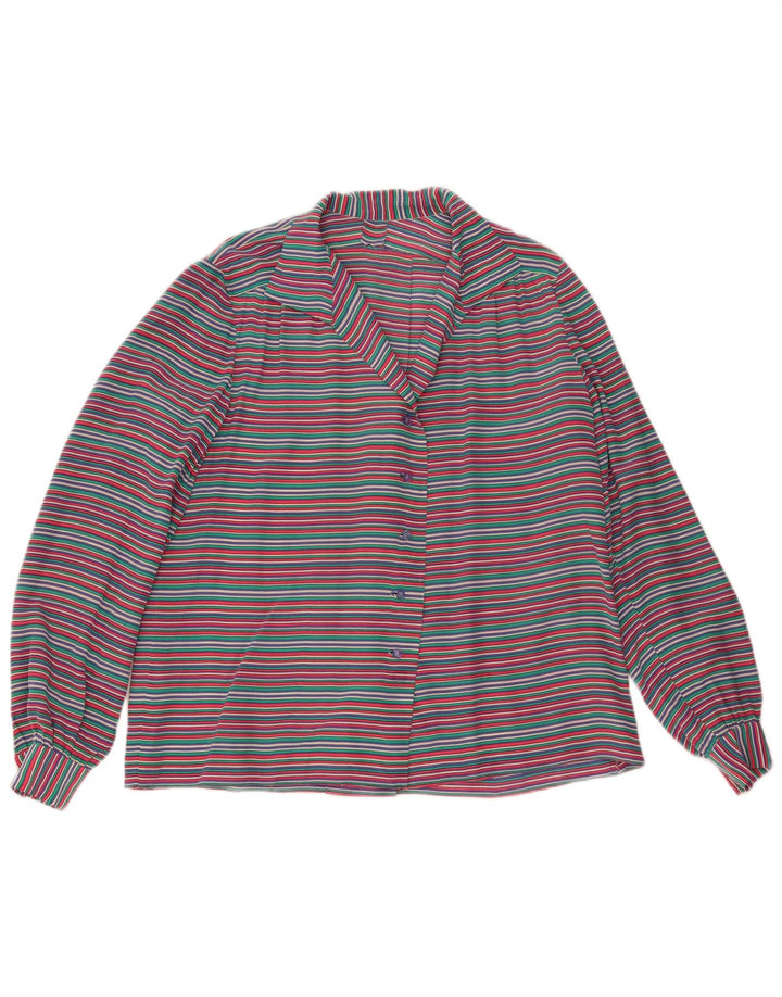 Vintage Womens Shirt Blouse UK 14 Large Multicoloured Striped