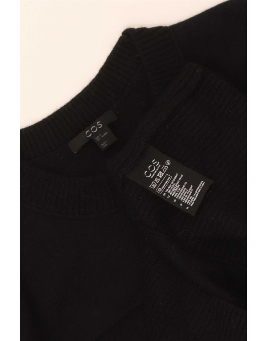 Cos Womens Crew Neck Jumper Sweater UK 10 Small Black Wool