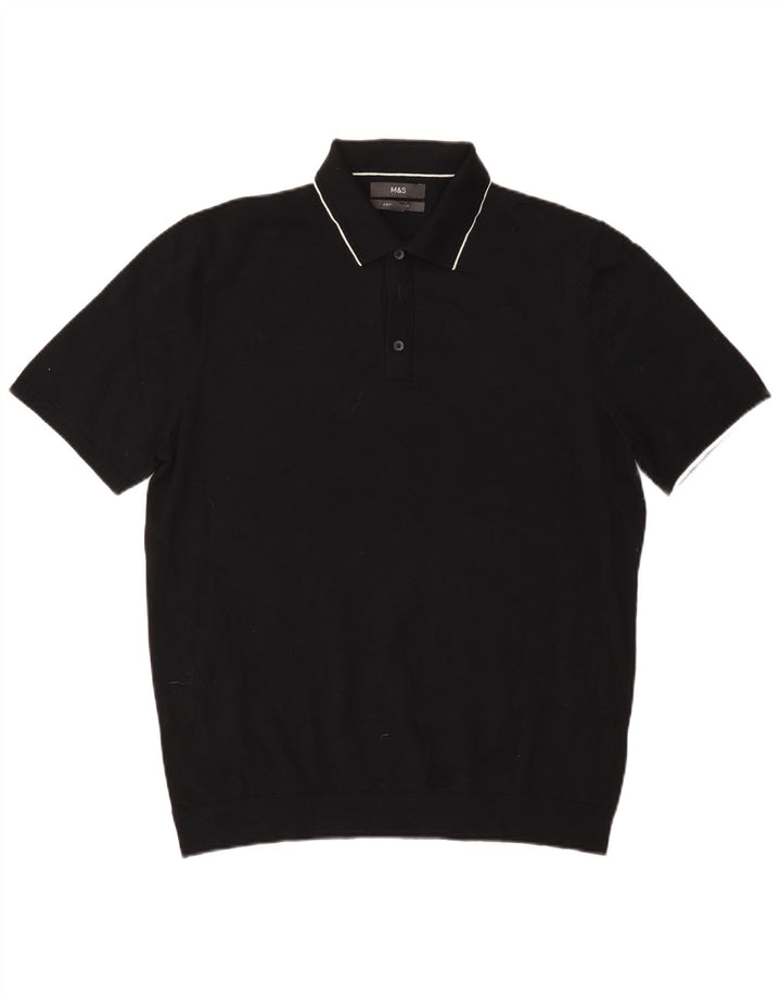 Polo da uomo Marks & Spencer grande in cotone nero