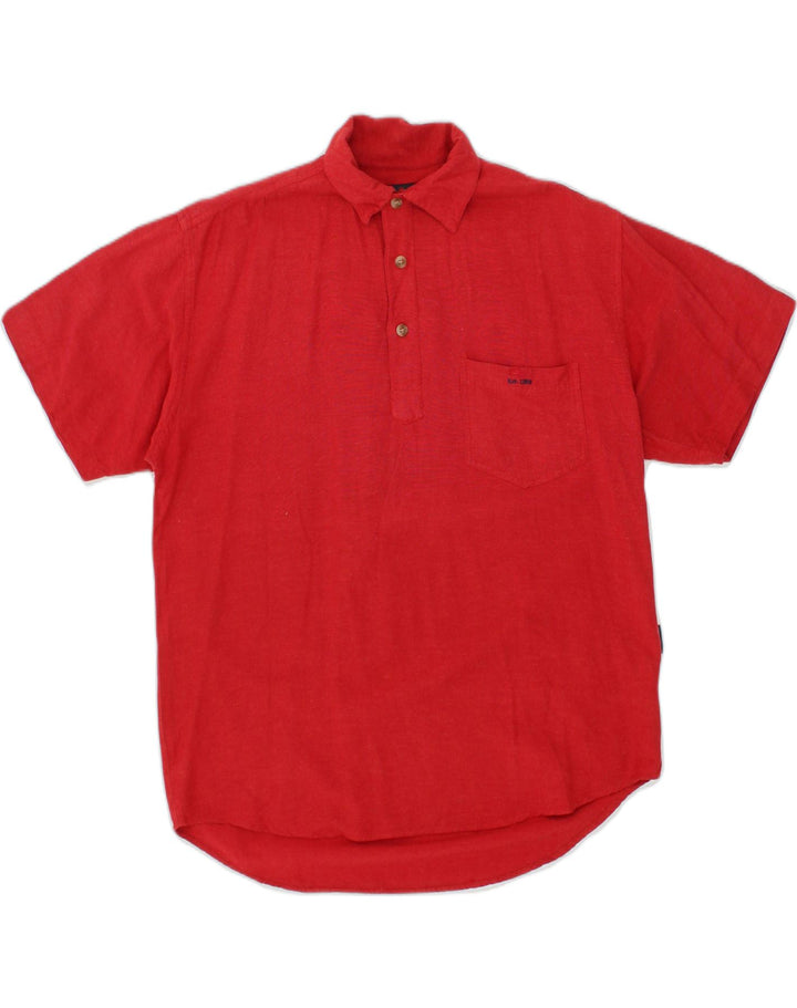 CANADIAN Mens Oversized Short Sleeve Pullover Shirt XS Red Viscose | Vintage Canadian | Thrift | Second-Hand Canadian | Used Clothing | Messina Hembry 