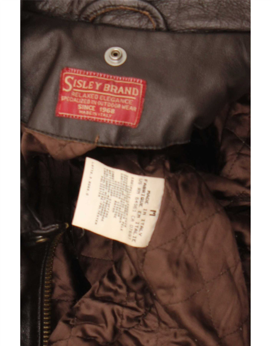 Sisley Mens Leather Jacket UK 38 Medium Brown