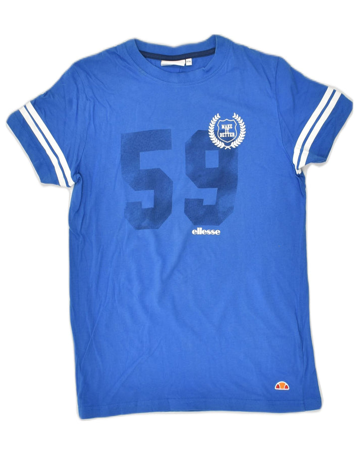ELLESSE Boys Graphic T-Shirt Top 11-12 Years Blue Cotton | Vintage Ellesse | Thrift | Second-Hand Ellesse | Used Clothing | Messina Hembry 