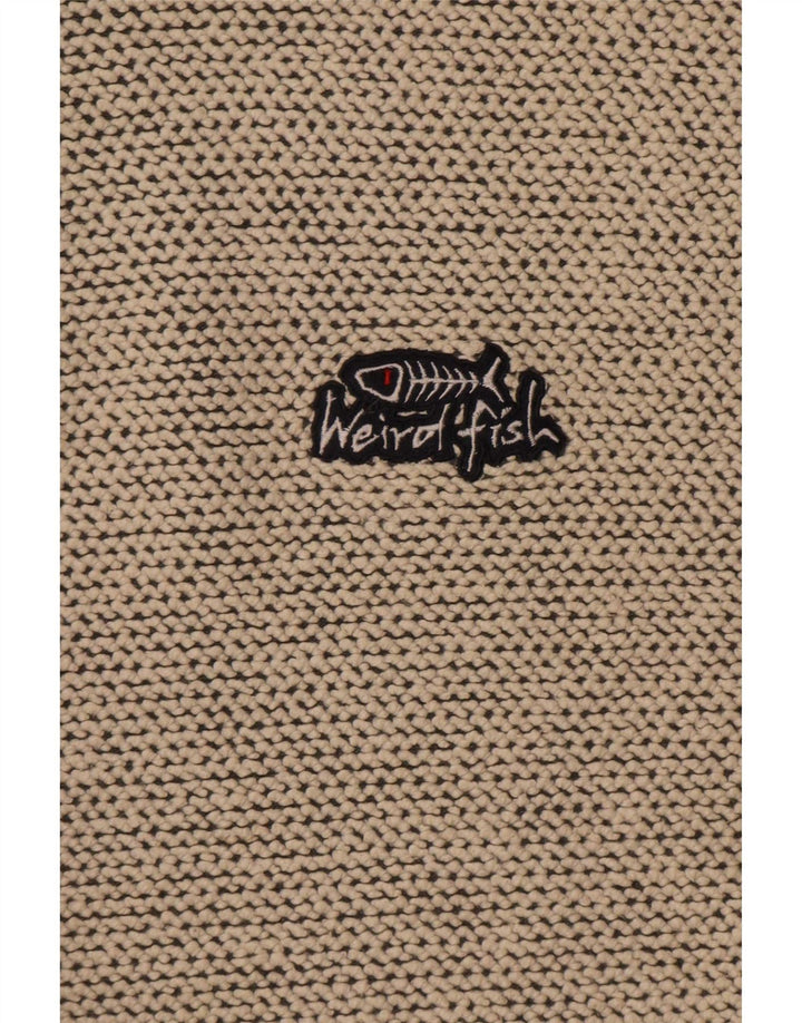 Weird Fish Mens Zip Neck Sweatshirt Jumper XL Beige Cotton