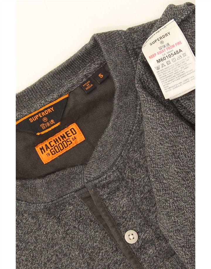 Superdry Herren-Oberteil, langärmelig, klein, graue Baumwolle