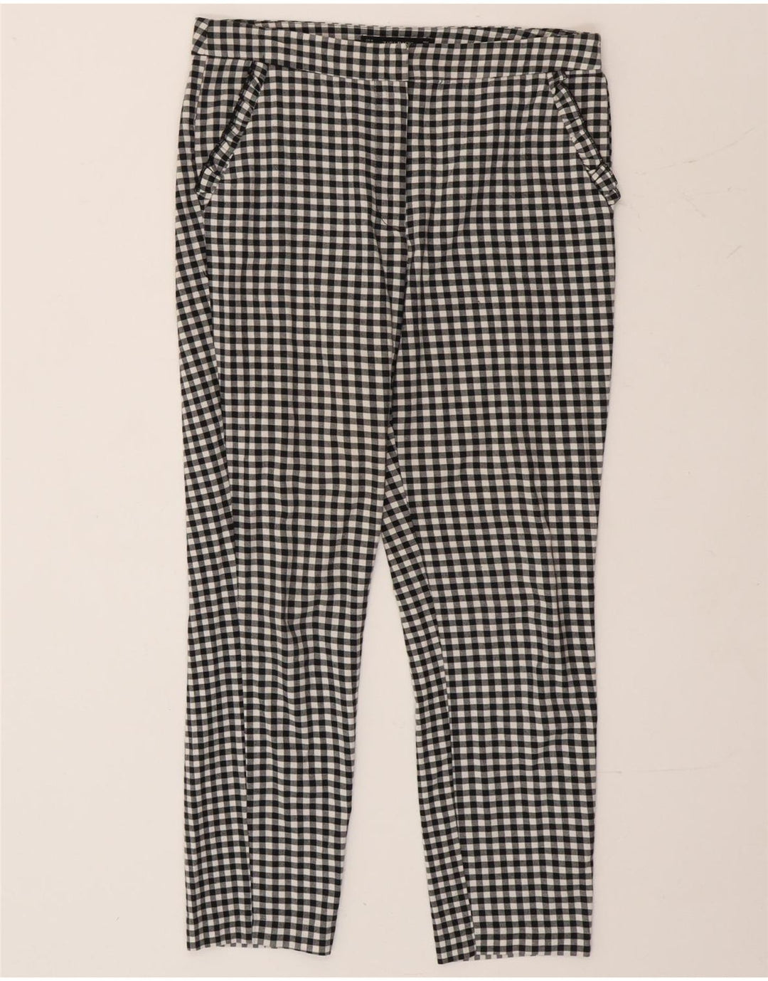 Zara Womens Slim Chino Trousers Medium W30 L26 Black Gingham