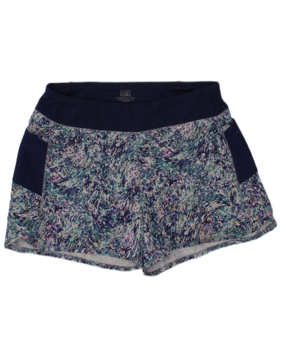 Athleta Girls Abstract Pattern Sport Shorts 11-12 Years Large Navy Blue