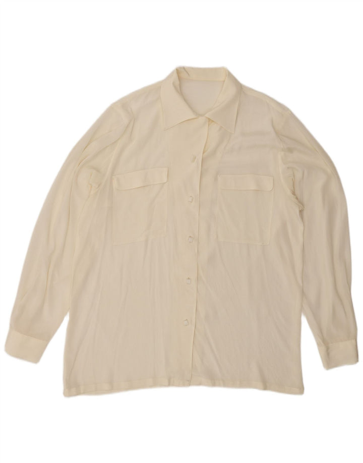 VINTAGE Womens Shirt Blouse UK 14 Large Off White