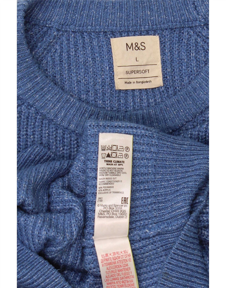 Marks & Spencer muški džemper s okruglim izrezom, veliki plavi pjegavi poliamid