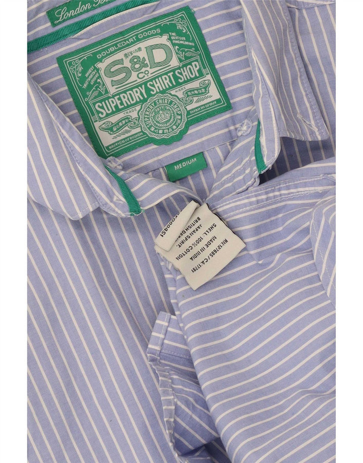 Superdry Mens Shirt Medium Blue Pinstripe Cotton